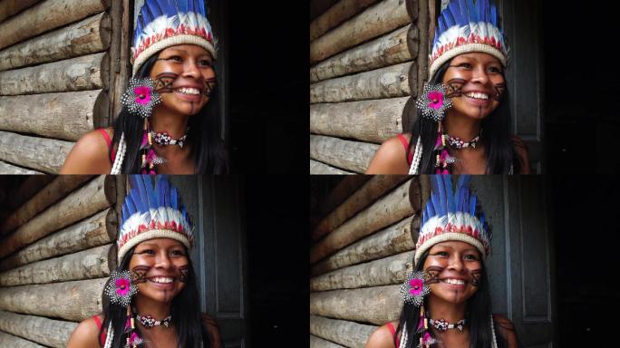 图皮瓜拉尼部落一名土著年轻女子的肖像