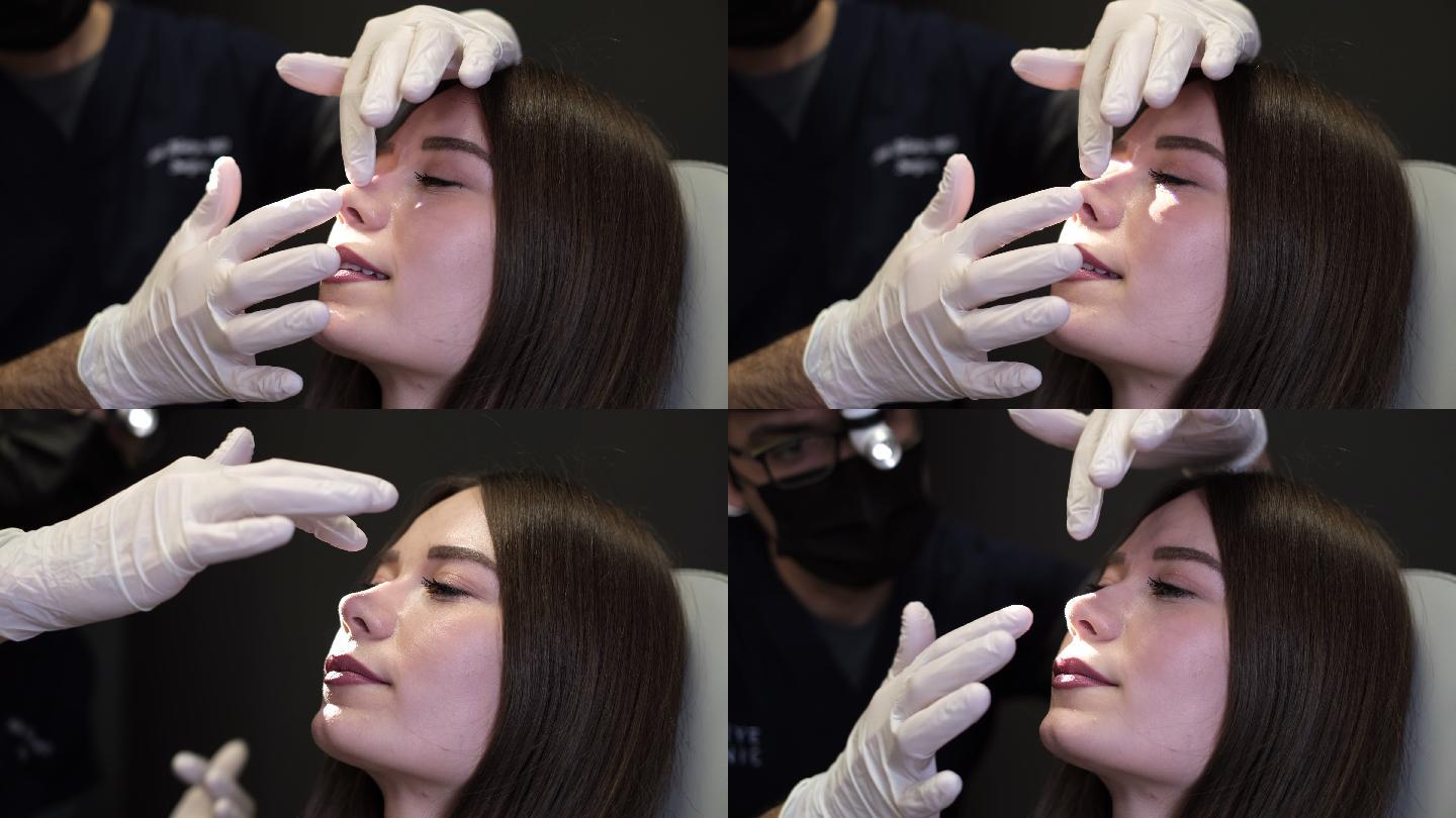 Rinplast检查女人的鼻子