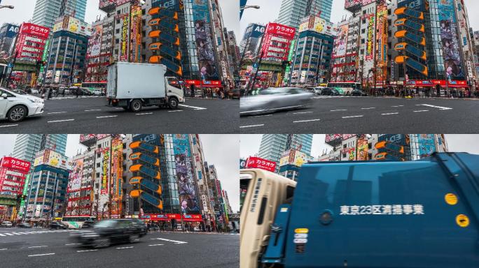 4K时间间隔：东京秋叶原街道电子城，拥挤的行人和游客购物的平移权，用于视频游戏、动画和漫画