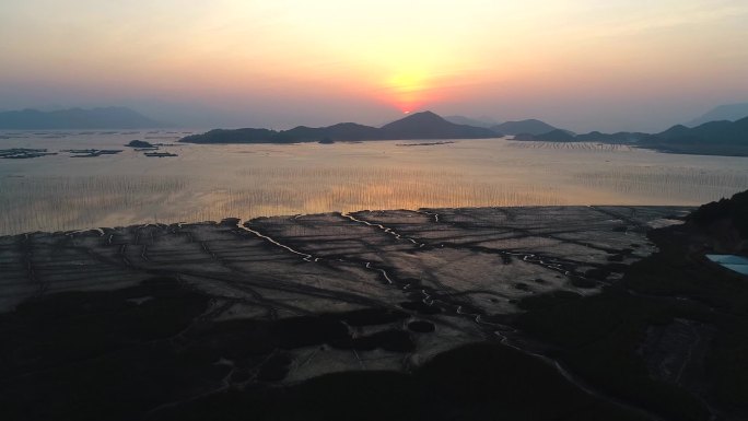 福建霞浦滩涂日出朝霞