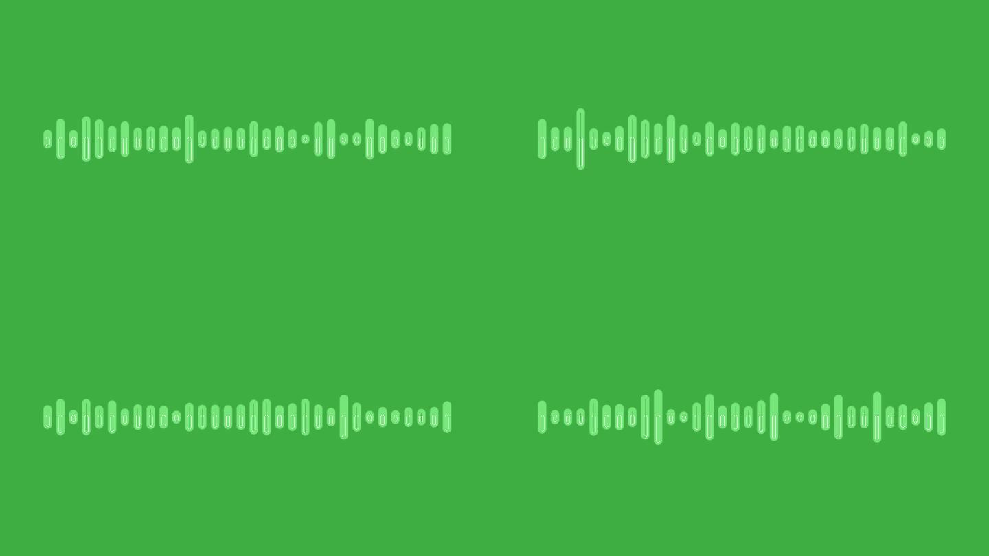 4K条形图和白色线性上升图，-图形用户界面，哑光-数字声谱声音均衡器效果绿色屏幕。哑光库存技术