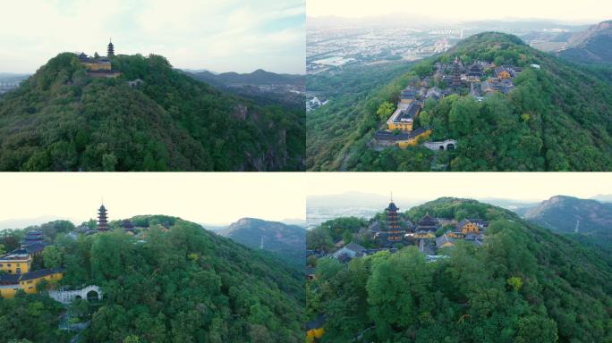 山上寺庙苏州灵岩寺航拍