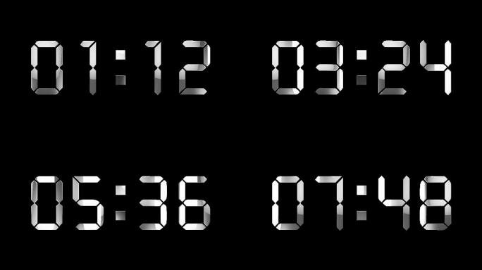 4K银白色液晶数字顺数10分钟