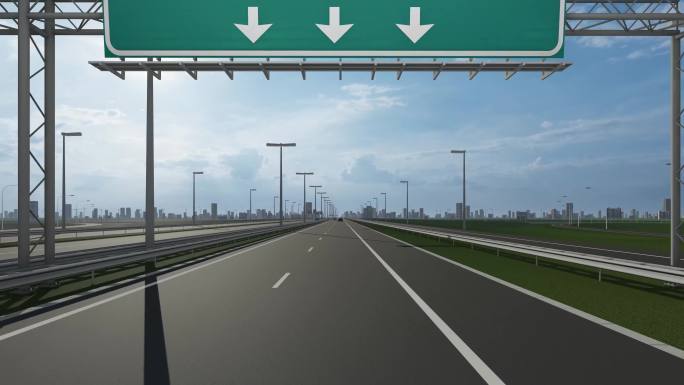 南宁市高速公路上的城市标识牌展示了中国城市入口的概念