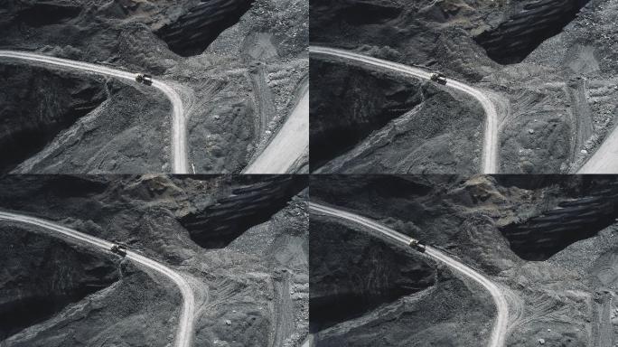 露天煤矿鸟瞰图采矿区矿区开采