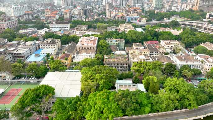 广州荔湾沙面岛景区航拍视频素材4K御三