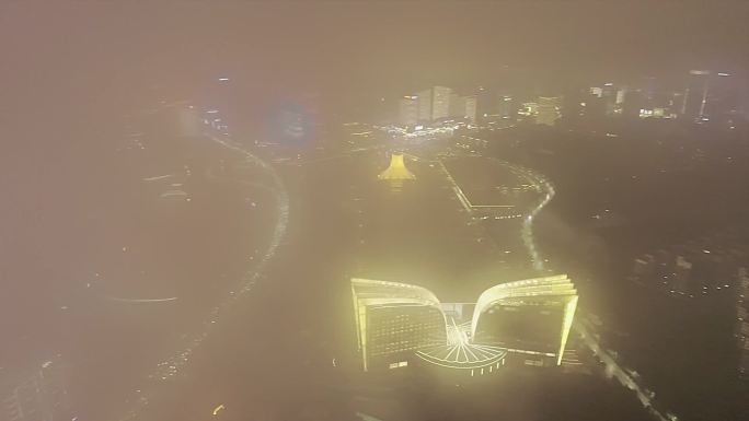 穿云航拍南宁国际会展中心夜景