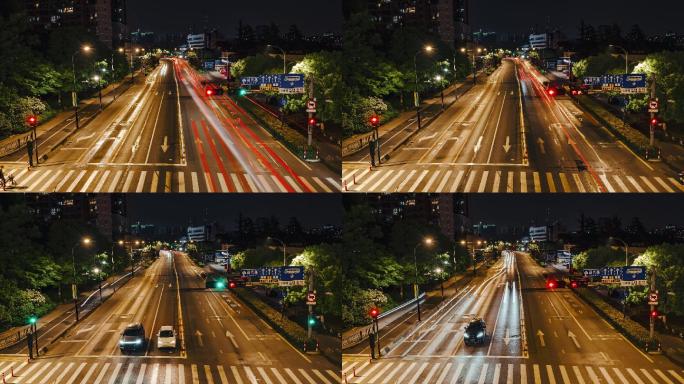 城市道路车流夜景延时