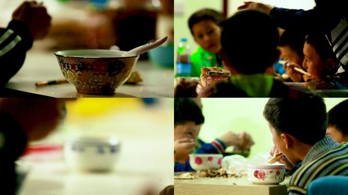 新疆贫困山区小学食堂吃饭  儿童 公益