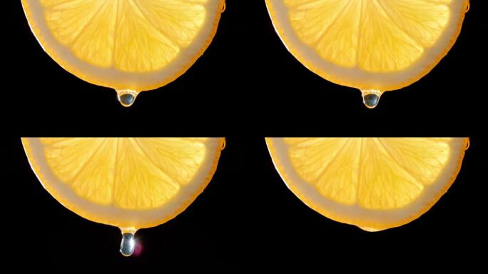 从一片柠檬上滴下的一滴水