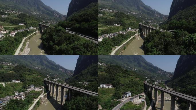 无人机视角 鸟瞰 驾驶 高桥 高速航拍