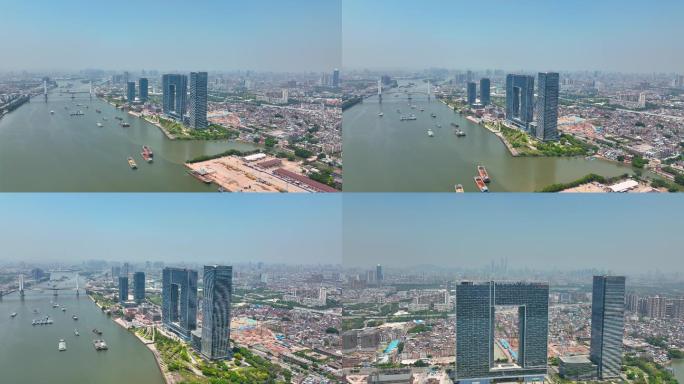 广州之窗商务港航拍视频素材4K御三