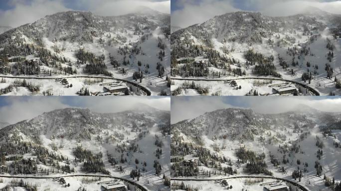 冬季高峰期的雪鸟滑雪区，位于犹他州盐湖城附近的瓦萨奇山脉