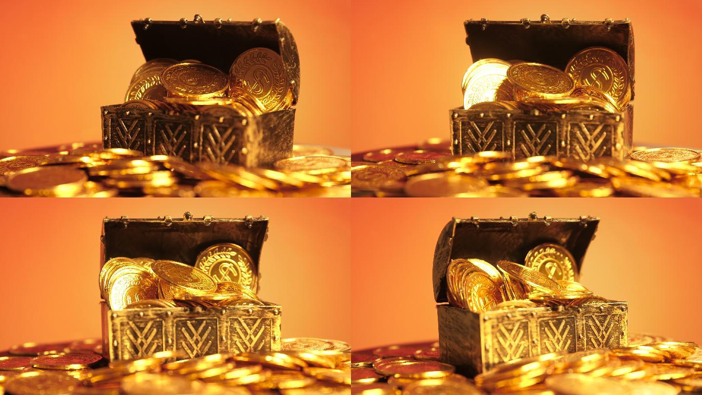 宝箱里的硬币宝藏金币财富