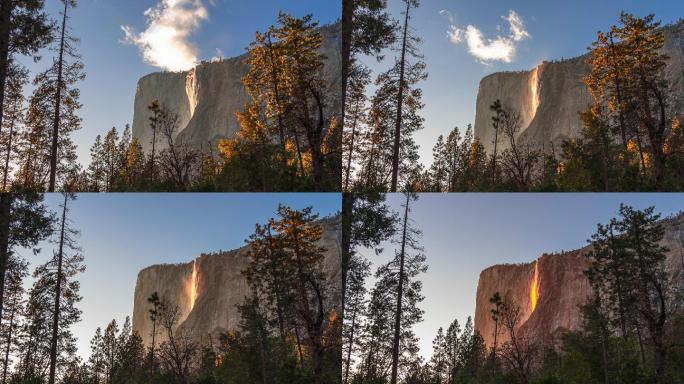 约塞米蒂国家公园（Yosemite National Park）的马尾瀑布（Horseail Fal