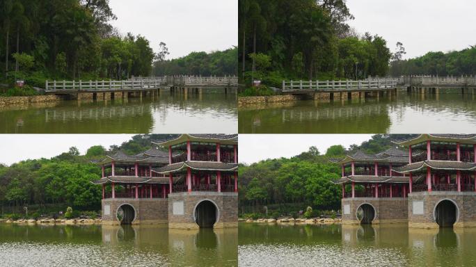 中国的休闲森林公园和古建筑城楼景观