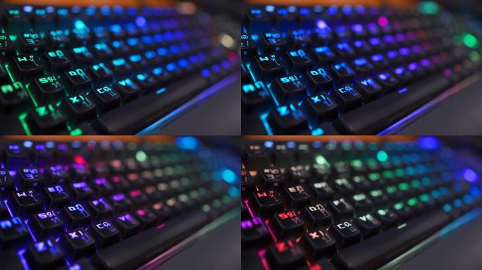 游戏玩家照明键盘改变灯光颜色。