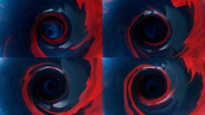 SLO-MO-LD漩涡以红色和蓝色旋转