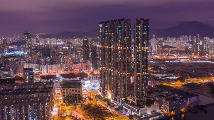 中国香港中国timelapse空中轨道旋转镜头展示