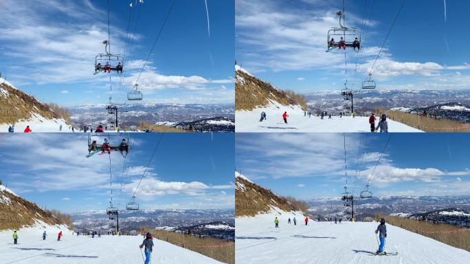滑雪坡上的青少年雪山极限运动滑冰
