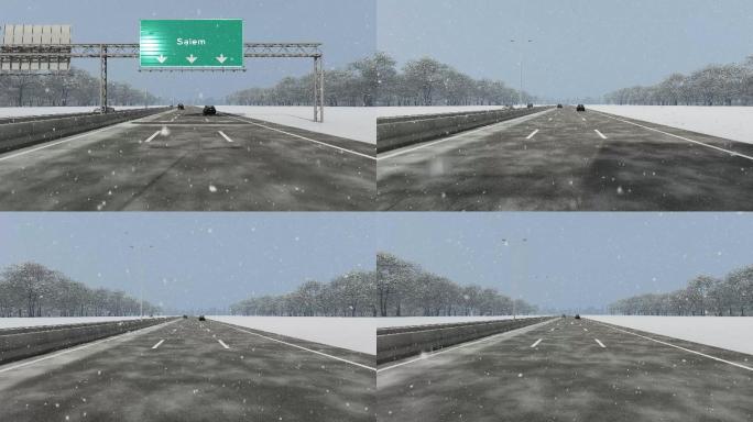 美国城市塞勒姆入口的概念，高速公路上的标志牌股票视频显示