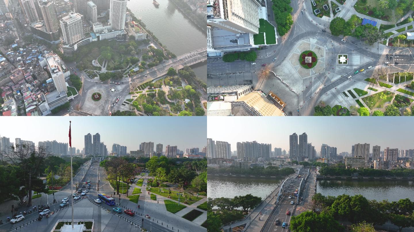 广州海珠广场航拍视频素材4K御三