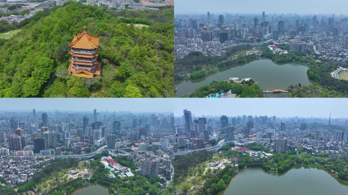 广州麓湖公园航拍视频素材4K御三