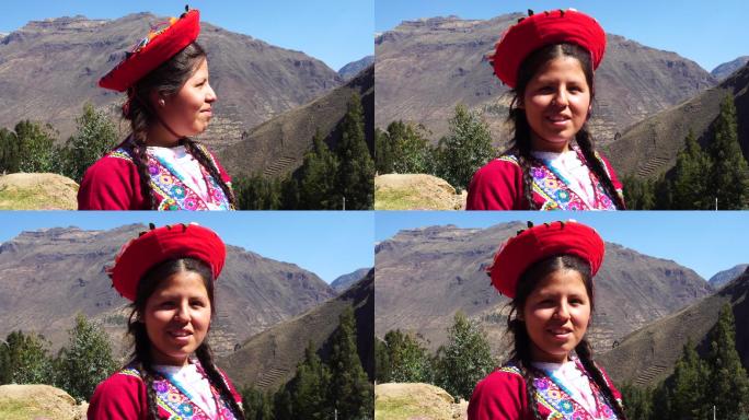 秘鲁库斯科圣谷一名秘鲁年轻女子的肖像