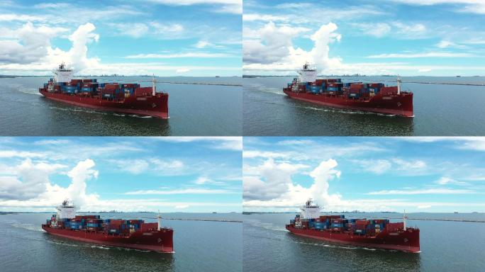 海上集装箱船远洋贸易海洋货轮海中货轮