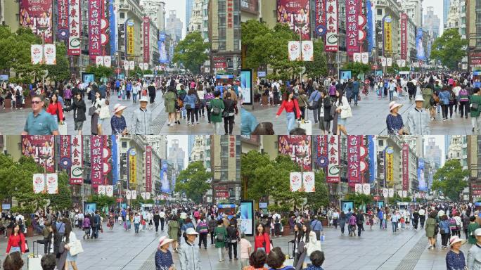 走在中国上海南京路上的人们