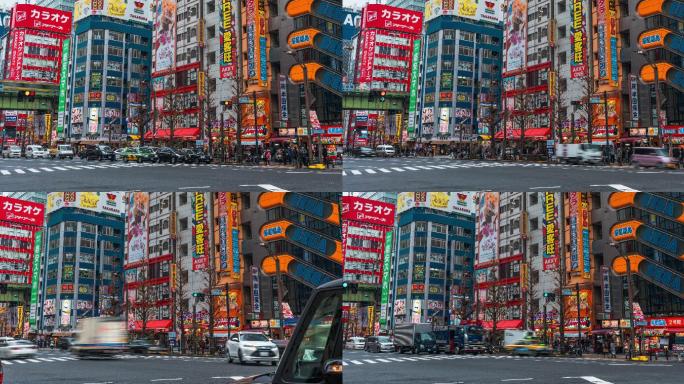 4K时间间隔：东京秋叶原街道电子城，拥挤的行人和游客购物的平移权，用于视频游戏、动画和漫画
