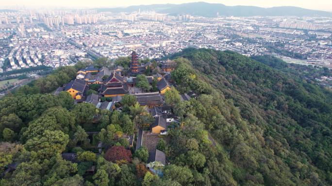 山上寺庙苏州灵岩寺航拍