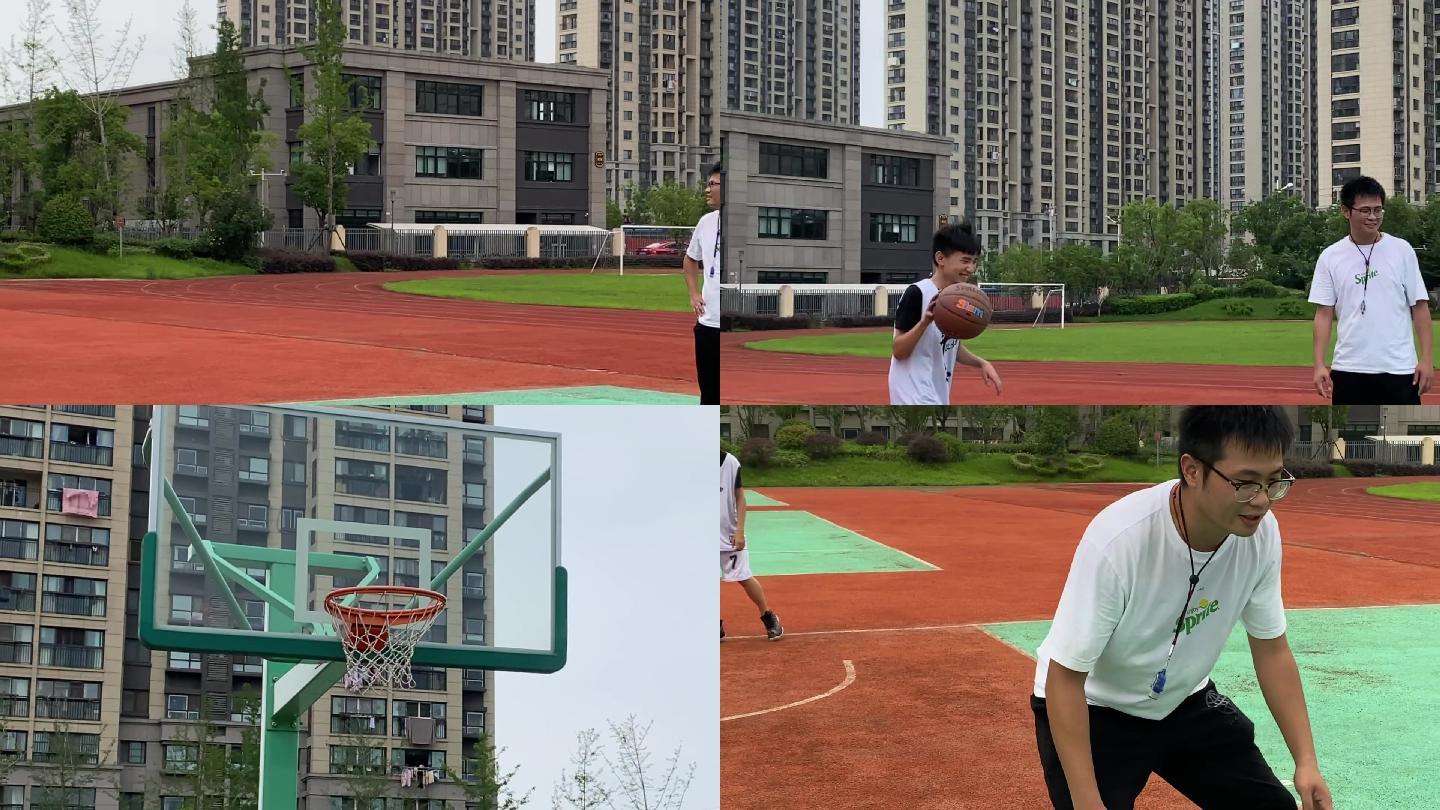 学生练习打篮球