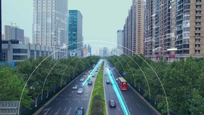 科技城市道路交通光线穿梭
