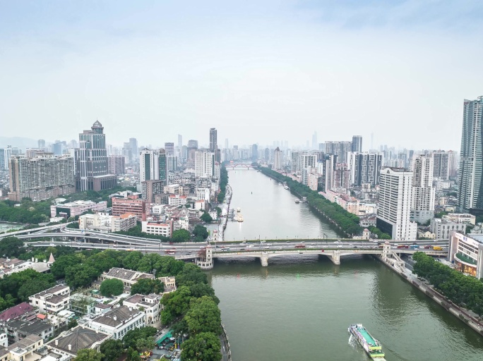 广州珠江人民桥航拍延时摄影5K