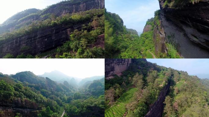 航拍武夷山景区正岩山场天车架 慧苑坑