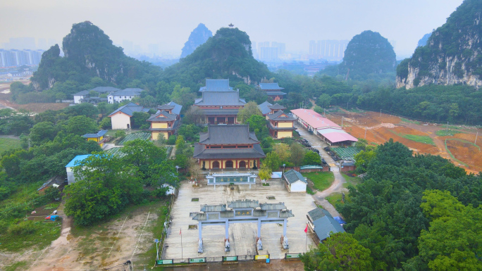 贵港南山寺航拍寺庙庙宇祭祀广西佛教钟声