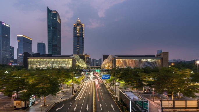 深圳福田图书馆音乐厅延时城市素材