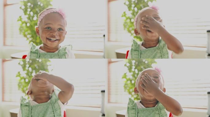 一个可爱的小女孩大笑的4k视频片段