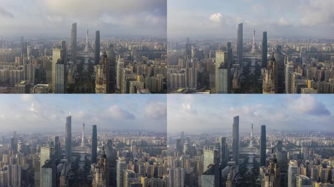 中国城市景观广州中央商务区建筑天际线4K时间跨度