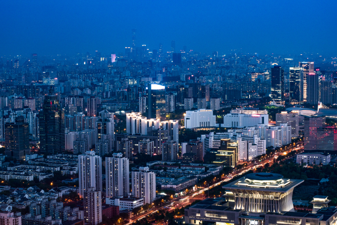 延时 城市黄昏 北京 灯光 夜幕降临