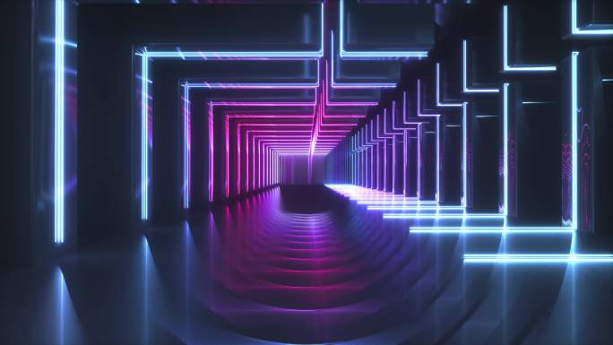 【4K时尚背景】红黑3D隧道穿梭炫酷空间