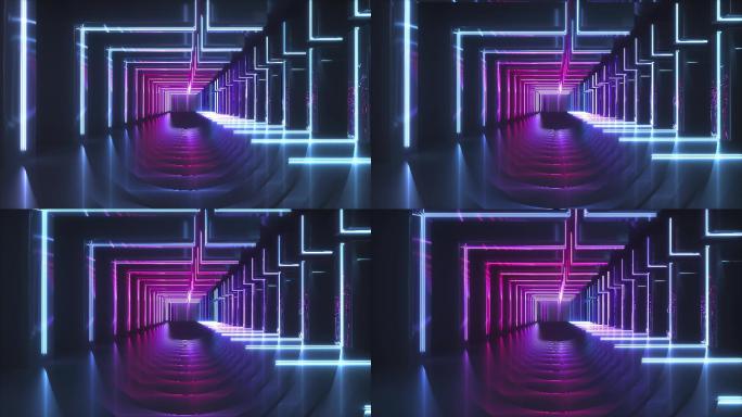 【4K时尚背景】红黑3D隧道穿梭炫酷空间