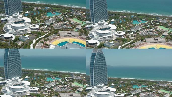 海南三亚海棠湾豪华酒店的无人机鸟瞰图。中国