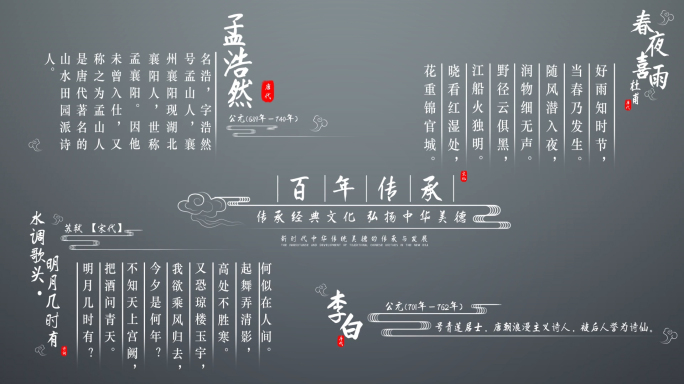 (无需插件)中国风诗词字幕AE模板