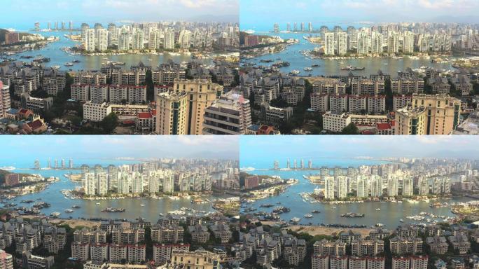 海南三亚市无人机鸟瞰图。中国