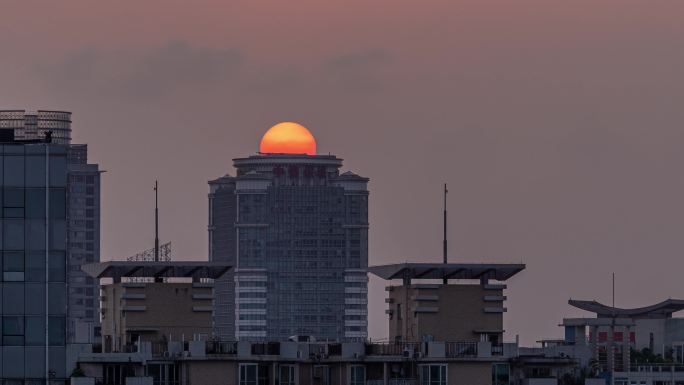 日落延时城市素材