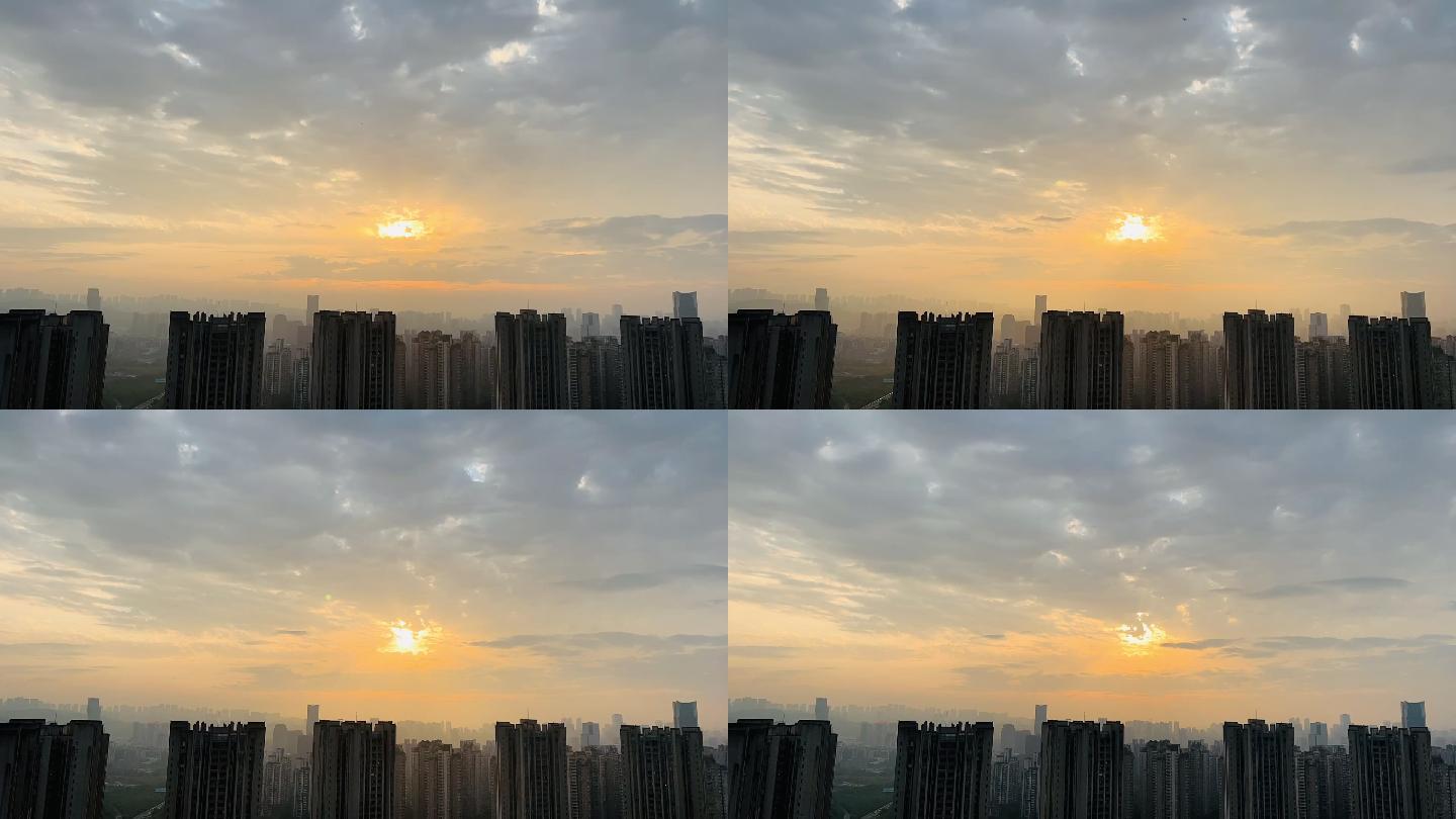 太阳云间穿梭漏光