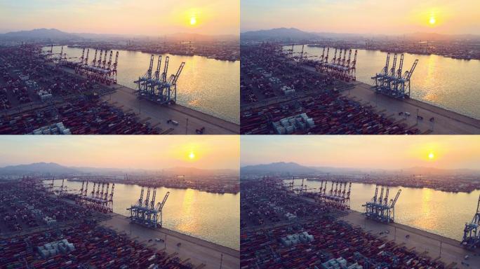 亚洲中国青岛港的集装箱