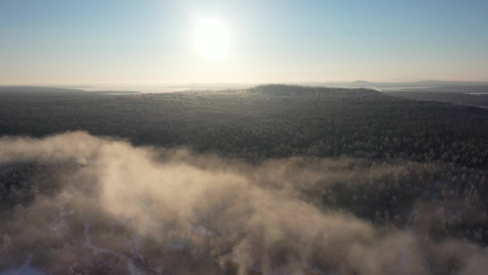 雾凇 东北 农村 冰雪 航拍